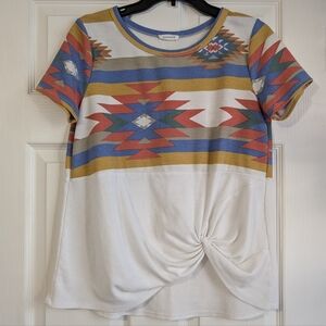 Viamor Aztec Print Short Sleeve Shirt Size S